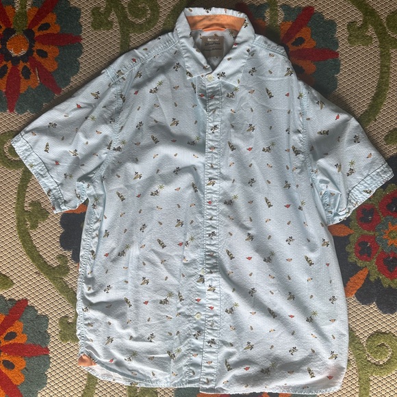 Disney Parks Tommy Bahama Mickey Mouse Button Down Shirt Light Blue Mens - Picture 2 of 7